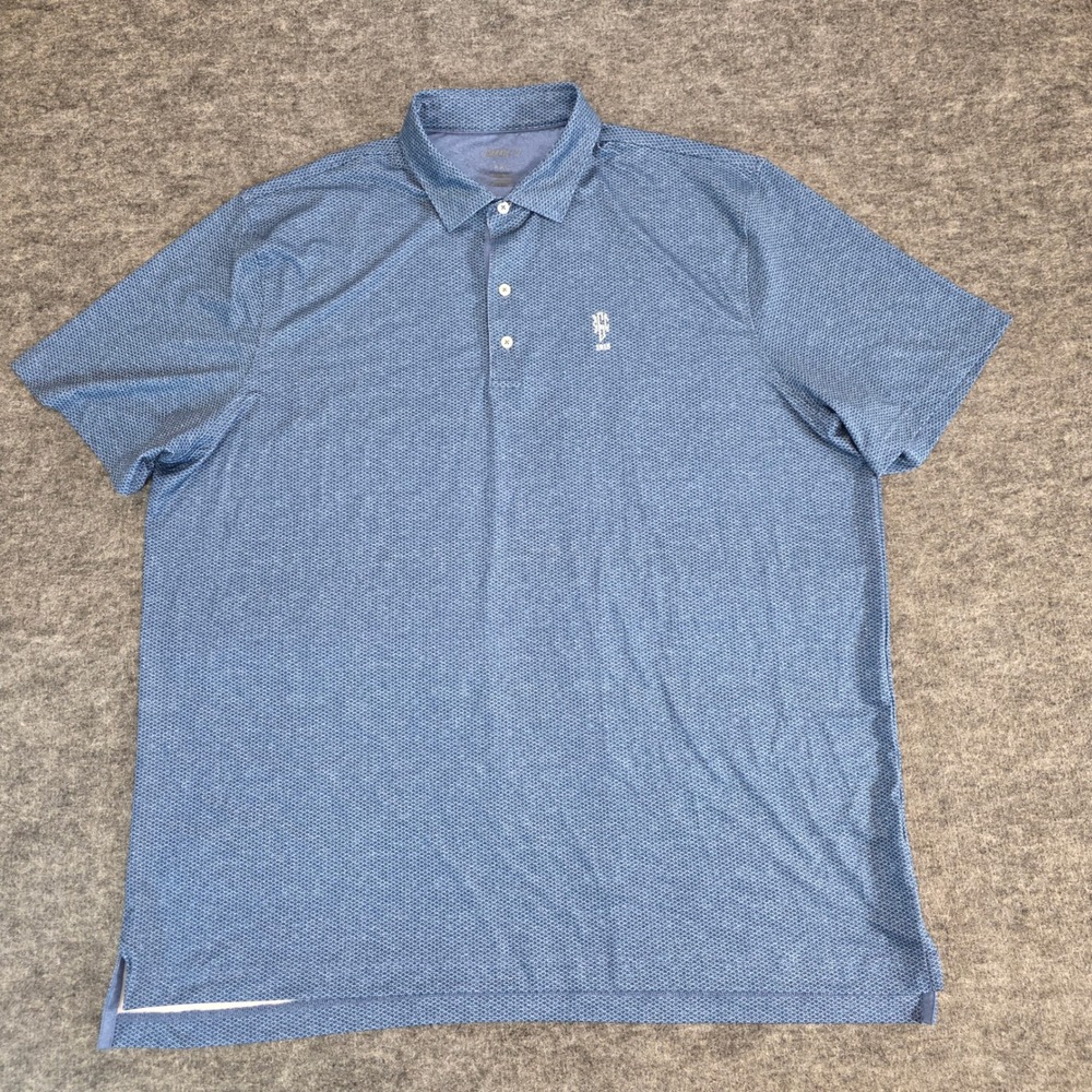 Johnnie-O Polo Shirt‎ Mens XXL Blue Scallop Print Stretch Performance Scioto CC